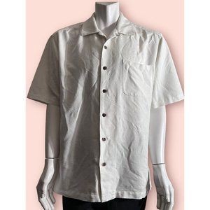 Caribbean Mens Short Sleeve White Button Down Hawaiian Shirt Floral Size XL